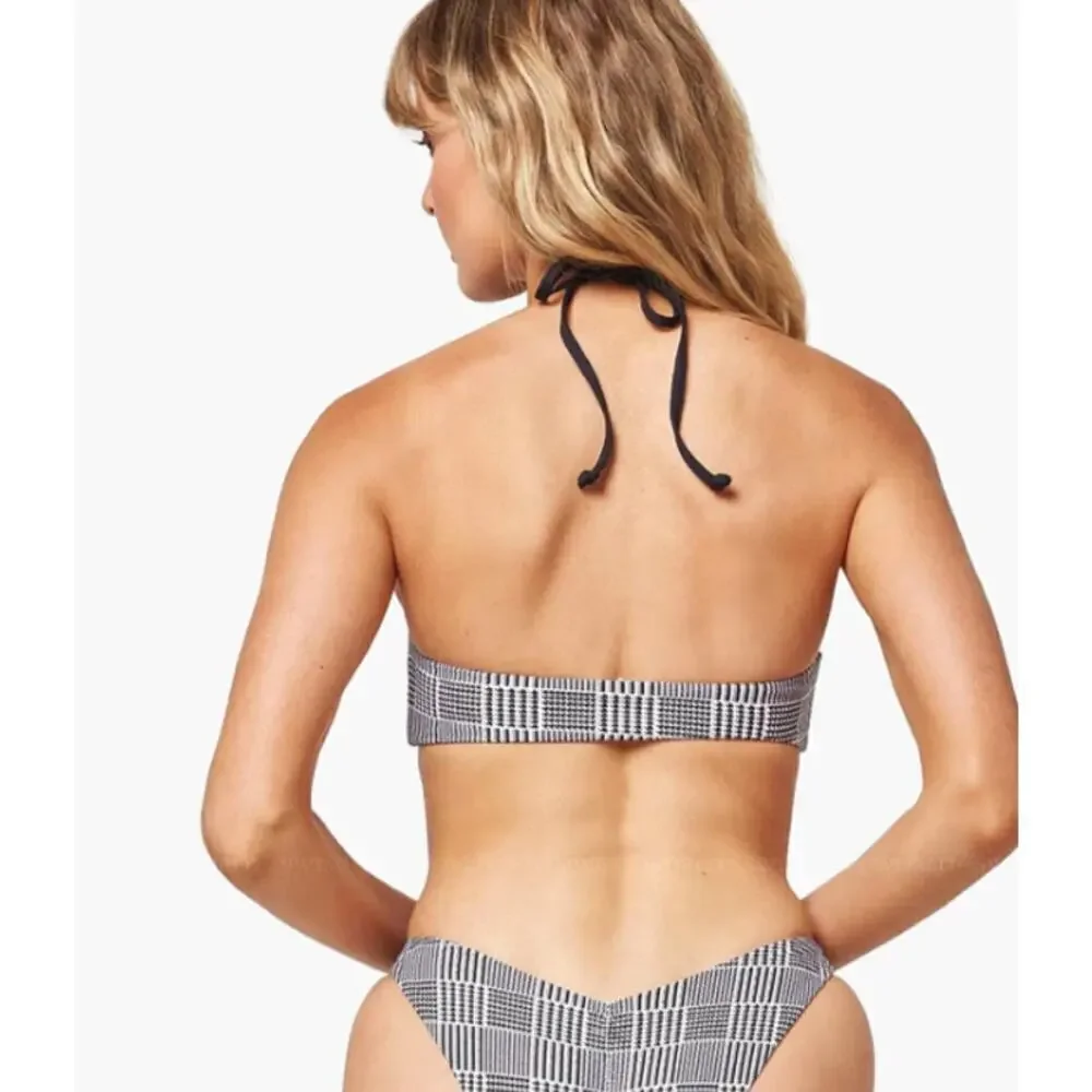 L*Space Jessy High Neck Cutout Bikini Top Best I Ever Plaid Size Large NEW!